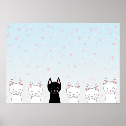 Witte kat en zwarte kat poster (Voorkant)