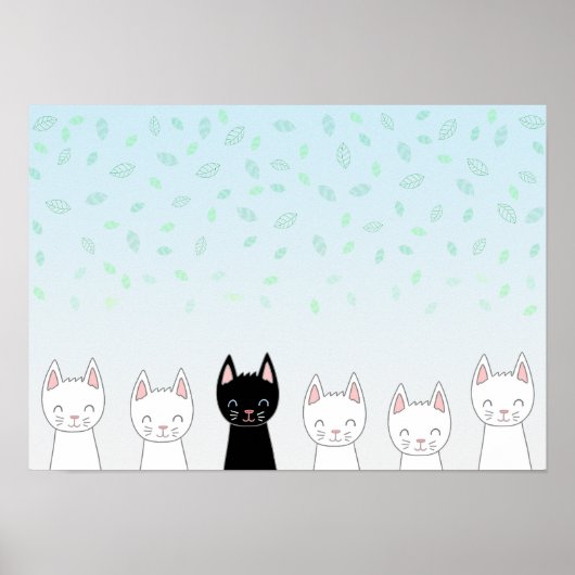 Witte kat en zwarte kat poster (Voorkant)