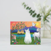 Witte Kat - Fantasieland Briefkaart (Staand voorkant)