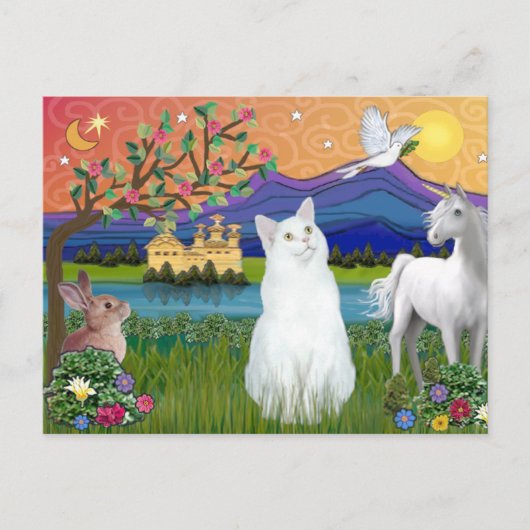 Witte Kat - Fantasieland Briefkaart (Voorkant)