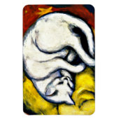 Witte kat, fijn kunstschilderij magneet (Verticaal)