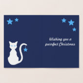 Witte Kat Folie Kerst Kaart (Binnen)