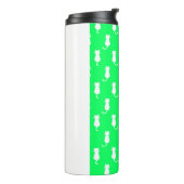 Witte kat geïsoleerd op Aqua Green Polka Dot Patte Thermosbeker (Gedraaid links)