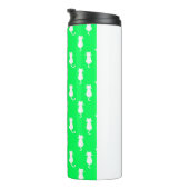 Witte kat geïsoleerd op Aqua Green Polka Dot Patte Thermosbeker (Geroteerd rechts)