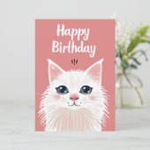 Witte kat gelukkige verjaardag feestdagenkaart (Staand voorkant)