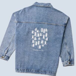 Witte kat gepersonaliseerd denim jacket