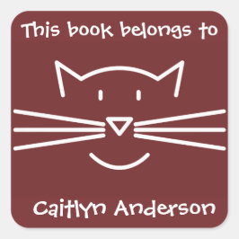 Witte Kat Gezichtschets Boekplaat Sticker