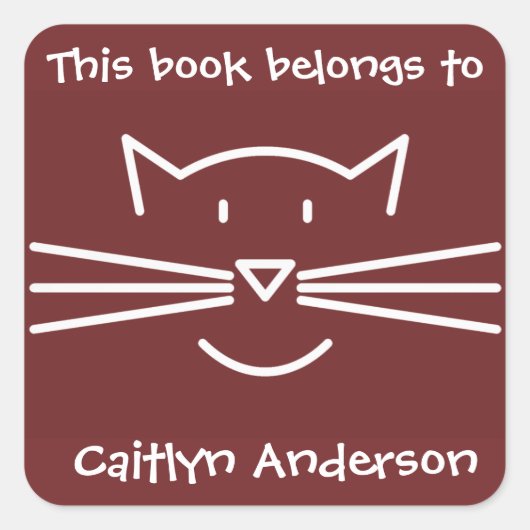Witte Kat Gezichtschets Boekplaat Sticker (Voorkant)
