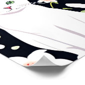 Witte kat glimlacht in de vorm van bloemen naadloo poster (Hoek)