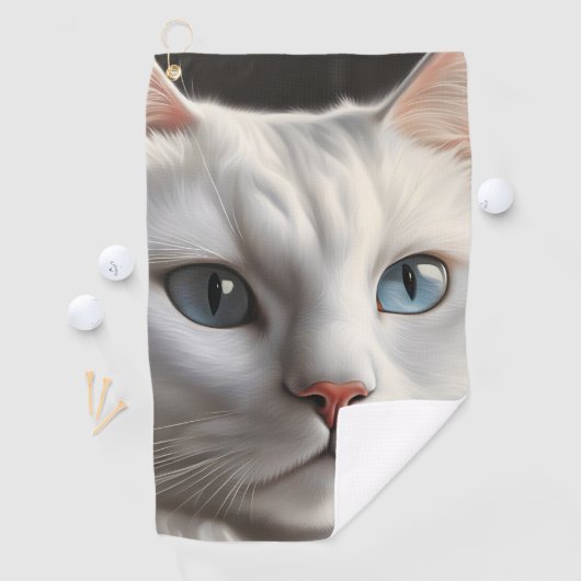 Witte kat golfhanddoek (Insitu)