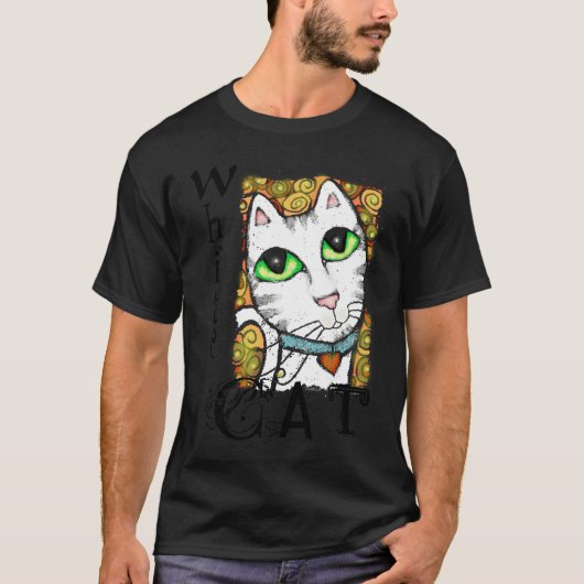 Witte kat hedendaagse T-shirt (Voorkant)