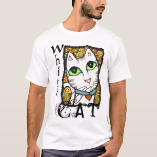 Witte kat hedendaagse T-shirt