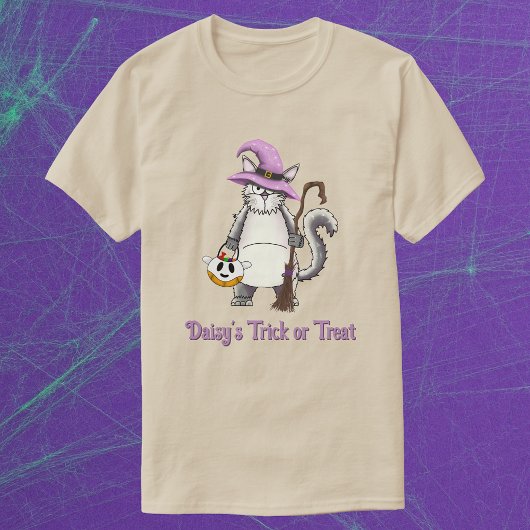 Witte Kat Heks Wispelturige Halloween Behandeling T-shirt