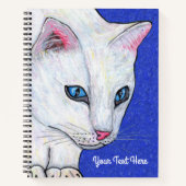 Witte kat Helblauwe ogen Sparkle Deep Blue Notitieboek (Voorkant)