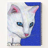Witte kat Helblauwe ogen Sparkle Deep Blue Notitieboek (Achterkant)