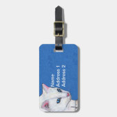  Witte Kat Heldere Lichtblauwe ogen Bagagelabel (Voorkant verticaal)