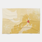 Witte kat & Holly, goud, theehanddoeken Theedoek (Horizontaal)