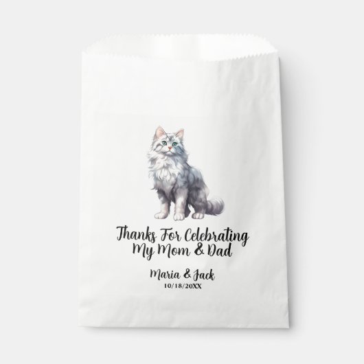Witte Kat Huisdier Bruiloft Volledige Kleur Bedankzakje (Voorkant)