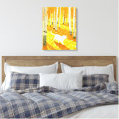 Witte kat in Aspen Forest Illustratie Kunst Canvas Afdruk (Insitu (Slaapkamer))