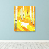 Witte kat in Aspen Forest Illustratie Kunst Canvas Afdruk (Insitu (Houten vloer))