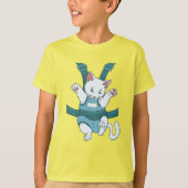 Witte kat in babydrager t-shirt (Voorkant)