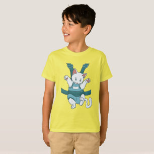 Witte kat in babydrager t-shirt