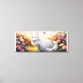 Witte Kat in Bloemengebied AI Kunst Canvas Afdruk (Voorkant)