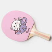 Witte kat in de mok tafeltennisbatje (Zijkant)
