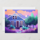 Witte kat in de nachttuin feestdagenkaart (Voorkant)