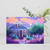 Witte kat in de nachttuin feestdagenkaart (Staand voorkant)