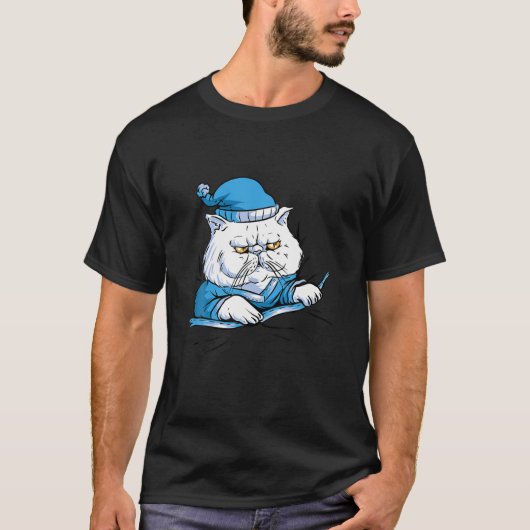 Witte kat in de pyjama t-shirt (Voorkant)