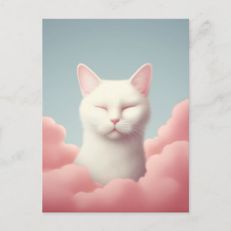 Witte kat in de wolken briefkaart
