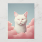 Witte kat in de wolken briefkaart (Voorkant)