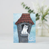 Witte kat in een Briefkaart van de Fairy Tale Towe (Staand voorkant)
