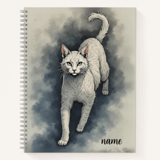 Witte kat in een journaal in Chinese inkttekenstij Notitieboek