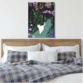 Witte kat in een oud bos canvas afdruk (Insitu (Slaapkamer))