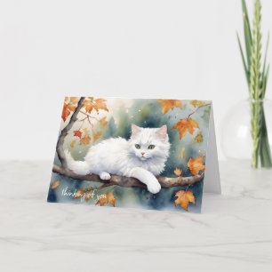 Witte Kat In Herfst Bladeren voor Denken aan U Kaart