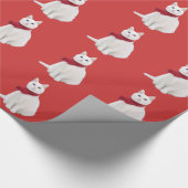 Witte kat in Red Scarf Cadeaupapier (Hoek)