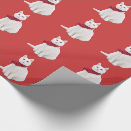 Witte kat in Red Scarf Cadeaupapier (Hoek)