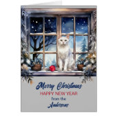 Witte Kat in Vakantie Raam Kerstmis (Voorkant)