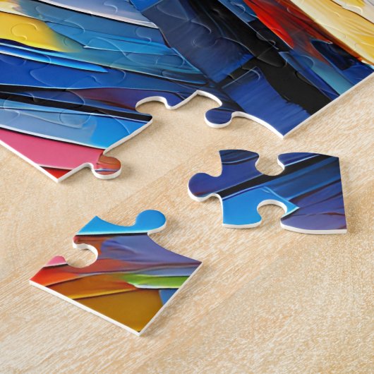 Witte kat in venster sill kijken uit op de oceaan legpuzzel (Zijkant)