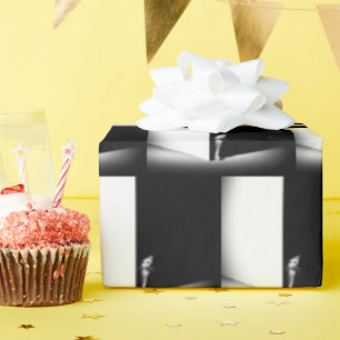 Witte kat in zwarte schaduw cadeaupapier