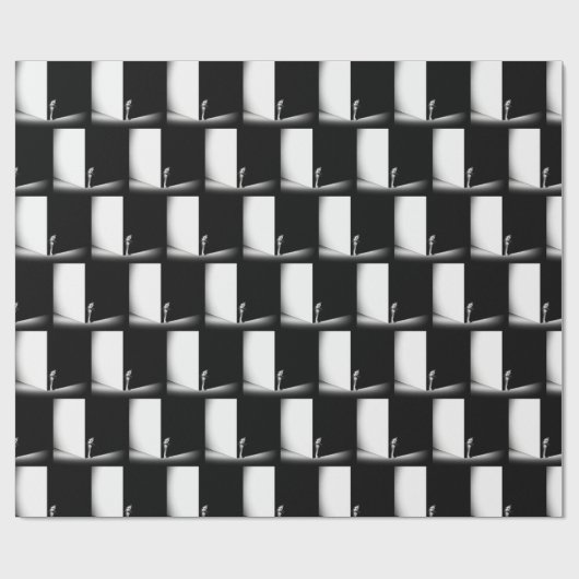 Witte kat in zwarte schaduw cadeaupapier (Vlak)