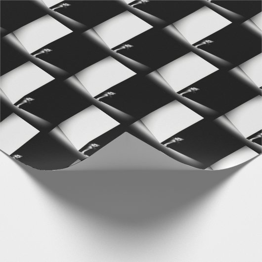 Witte kat in zwarte schaduw cadeaupapier (Hoek)