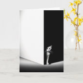 Witte kat in zwarte schaduwen kaart (Gele Bloem)