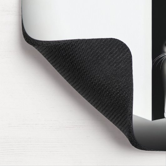 Witte kat in zwarte schaduwen muismat (Hoek)