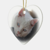 Witte kat keramisch ornament (Links)