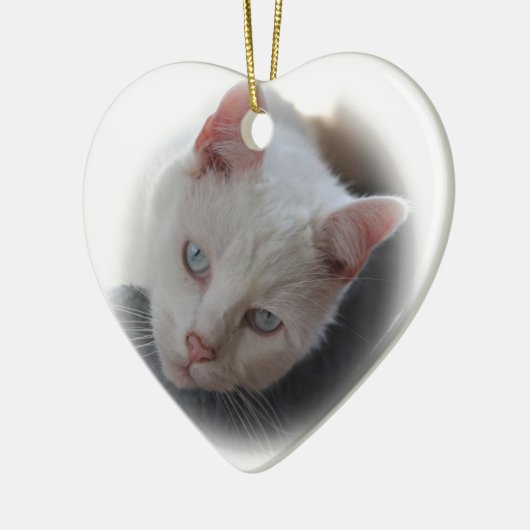 Witte kat keramisch ornament (Links)