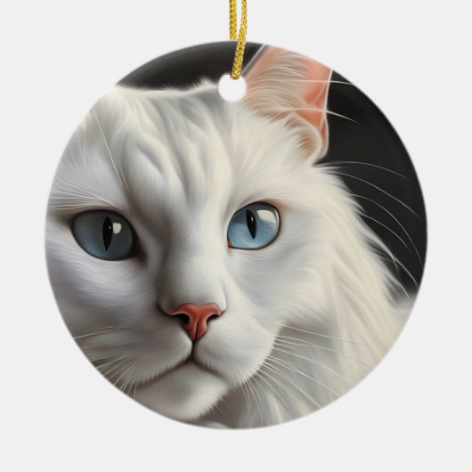Witte kat keramisch ornament (Voorkant)