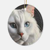 Witte kat keramisch ornament (Links)